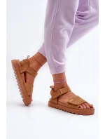 Dámské semišové sandály na platformě Big Star model 21655477 Hnědé - Big Star Shoes