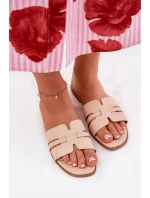 Dámské Pantofle Na Plochém Podpatku S Eko Kůže Béžové model 21688599 - Boto