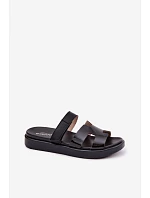 Kožené dámské pantofle na suchý zip černé model 22091756 - Boto Kožené dámské pantofle na suchý zip černé model 22091756 - Boto