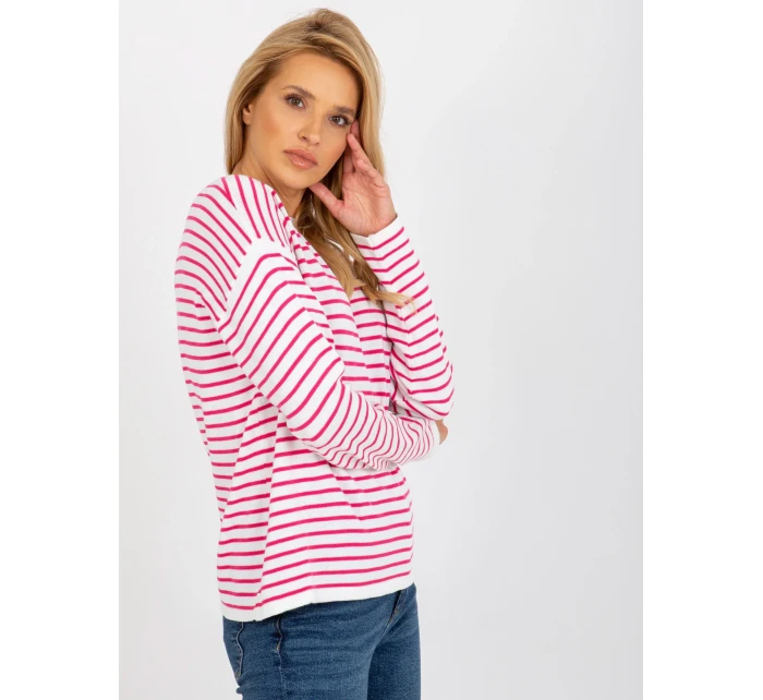 Dámský svetr LC SW 6006 .22 bílé a růžové - FPrice