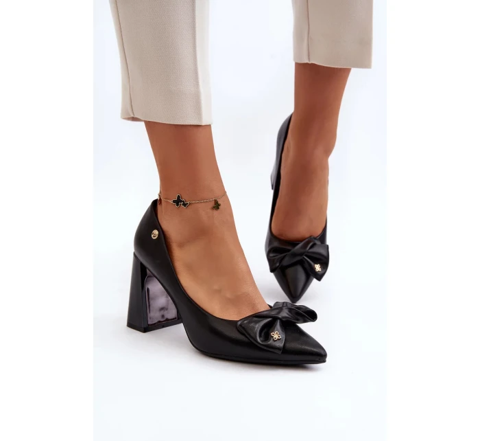 Lodičky na vysokém podpatku s mašlí, černá Ariemessa Lodičky na vysokém podpatku s mašlí, černá Ariemessa