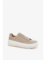 Dámské textilní tenisky na platformě Big Star – béžové Dámské textilní tenisky na platformě Big Star – béžové
