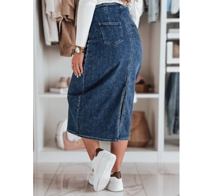 Džínová midi sukně s rozparkem VISTANO modrá FashionStreet CY0485 Džínová midi sukně s rozparkem VISTANO modrá FashionStreet CY0485