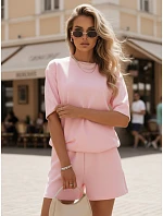 Dámský letní pruhovaný komplet Polský výrobek růžový FashionStreet AY1161