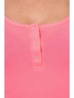 Šaty s knoflíkovým výstřihem růžové neonové Šaty s knoflíkovým výstřihem růžové neonové