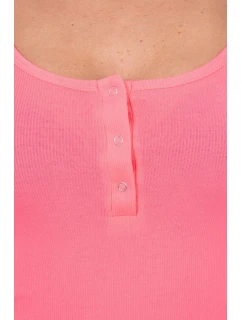 Šaty s knoflíkovým výstřihem růžové neonové