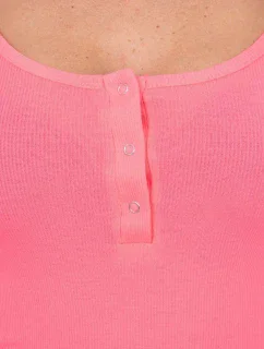 Šaty s knoflíkovým výstřihem růžové neonové