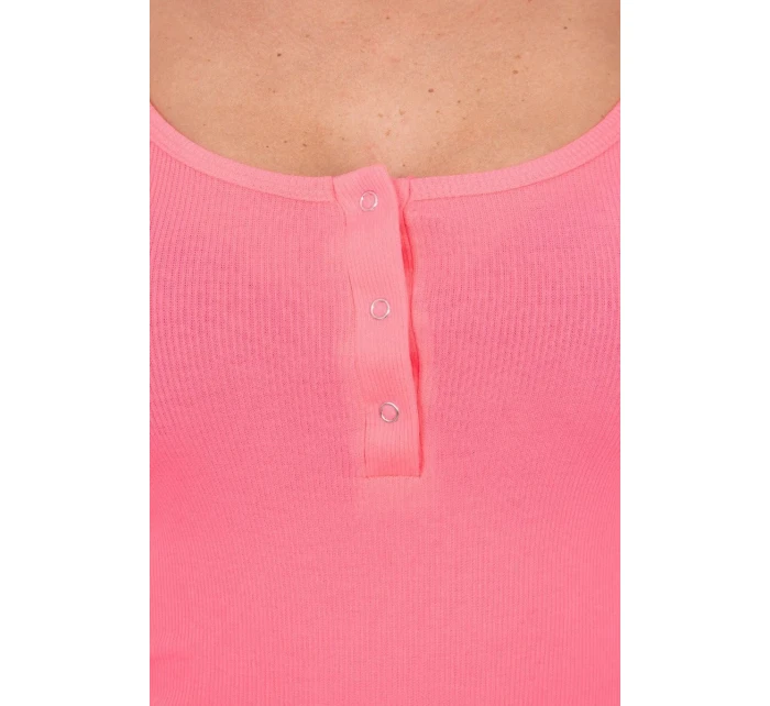 Šaty s knoflíkovým výstřihem růžové neonové Šaty s knoflíkovým výstřihem růžové neonové