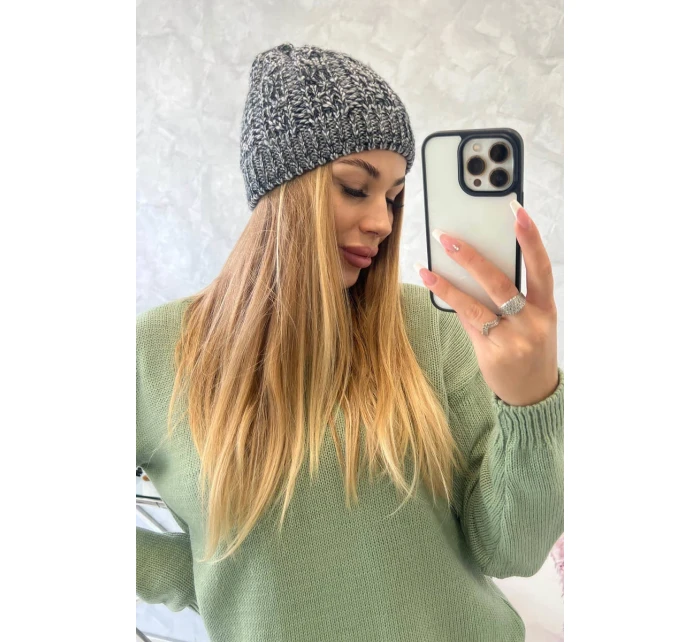Fleecová čepice Melisa K241 šedá+černá