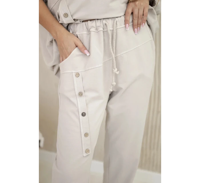 Oversize bavlněný komplet teplákové + kalhoty béžový Oversize bavlněný komplet teplákové + kalhoty béžový