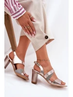 Dámské Sandály Na Podpatku Sergio Leone SK866 Růžové Zlato Dámské Sandály Na Podpatku Sergio Leone SK866 Růžové Zlato