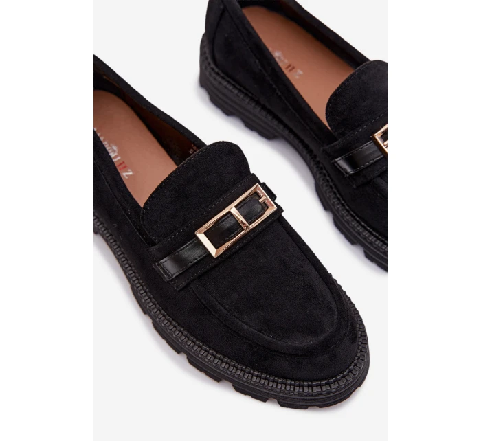 Dámské mokasíny se zlatým přezkou Černé Mirelva