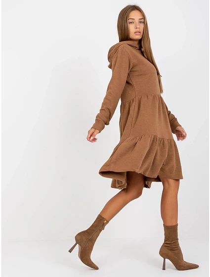 Šaty model 17679399 hnědé - FPrice Šaty model 17679399 hnědé - FPrice