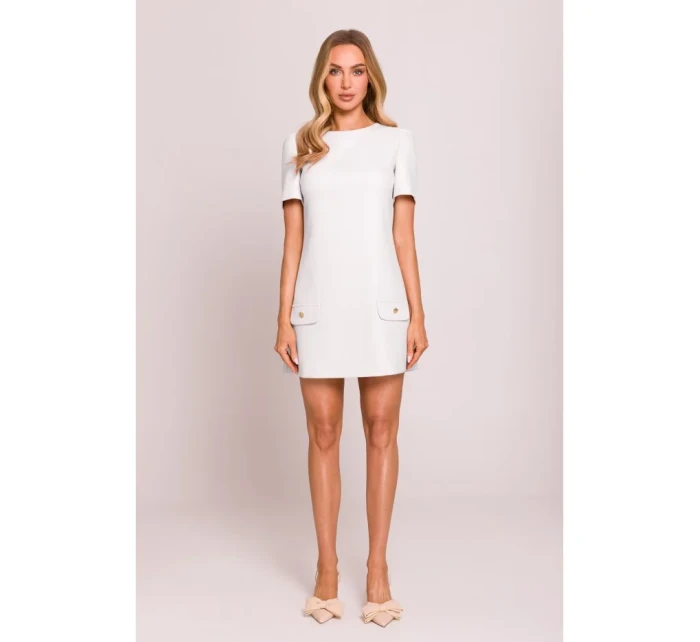 M855 Mini šaty áčkového střihu - krémové