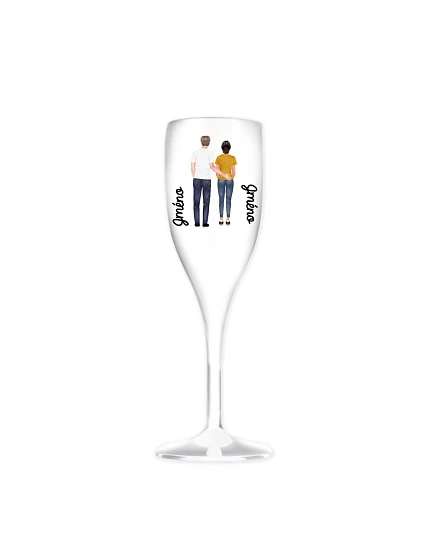 Personalizovaná nerozbitná prosecco sklenice s párem Personalizovaná nerozbitná prosecco sklenice s párem