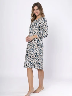 Dámská noční košila WITALIA 1665 Béžová s modrou potisk - LEVEZA