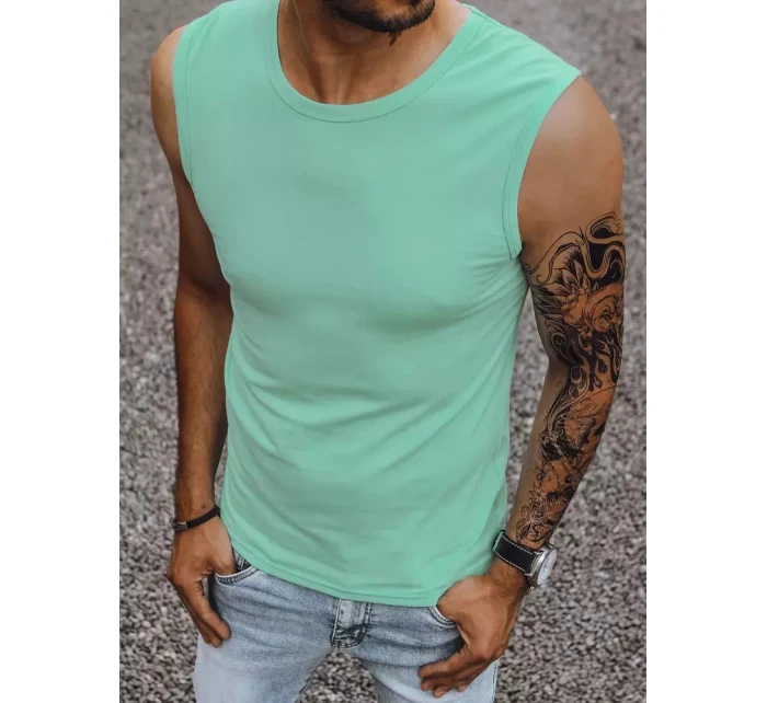 Pánské tričko bez rukávů s potiskem mátové FashionStreet RX4916 Pánské tričko bez rukávů s potiskem mátové FashionStreet RX4916