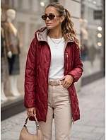 Kurtka damska przejściowa pikowana z kapturem bordowy model 22342158 - FashionStreet