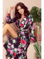 Dámské maxi šaty s výstřihem a se vzorem květů model 20914037 - numoco