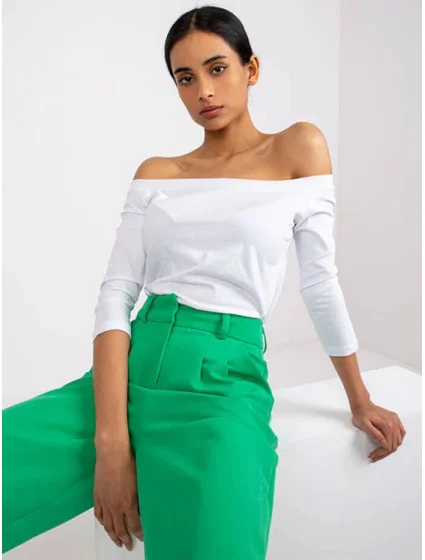 Bílá bavlněná dámská halenka s odhalenými rameny model 21881612 - Factory Price