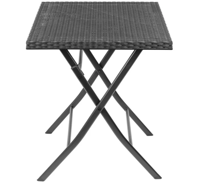 BALKONOVÝ NÁBYTEK SET STŮL 58X58X70CM A 2 ŽIDLE ČERNÁ