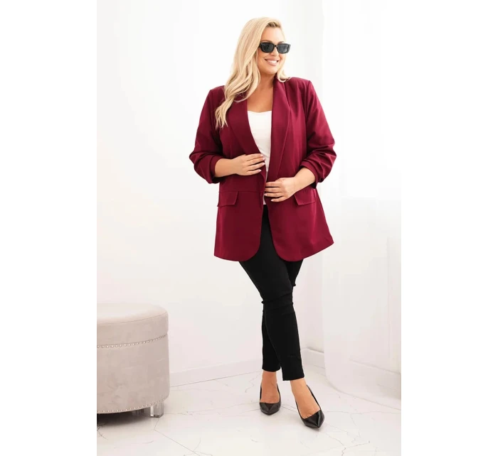 Dámská elegantní plus size sako bordó Dámská elegantní plus size sako bordó