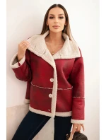 Dámská bunda Plus Size s kapucí a kapsami zateplená model 21441612 camelová - K-Fashion