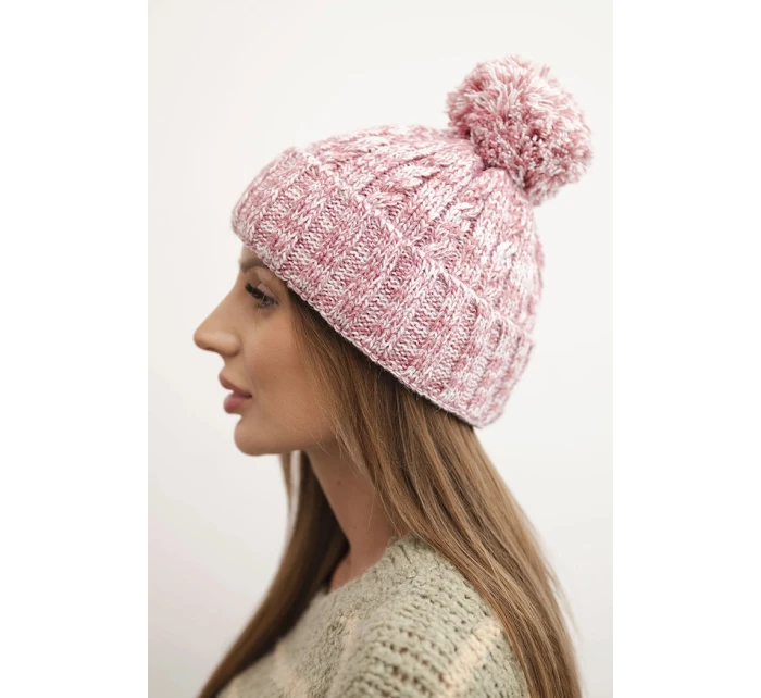 Dámská zimní čepice s bambulí z vlny model 21725320 světle růžová - K-Fashion Dámská zimní čepice s bambulí z vlny model 21725320 světle růžová - K-Fashion