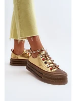 Dámské tenisky na platformě model 21650185 Zlaté - Goe