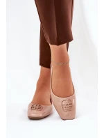 Lakované Elegantní Dámské Baletky S Ozdobným Detalem Béžové model 21690626 - VINCEZA