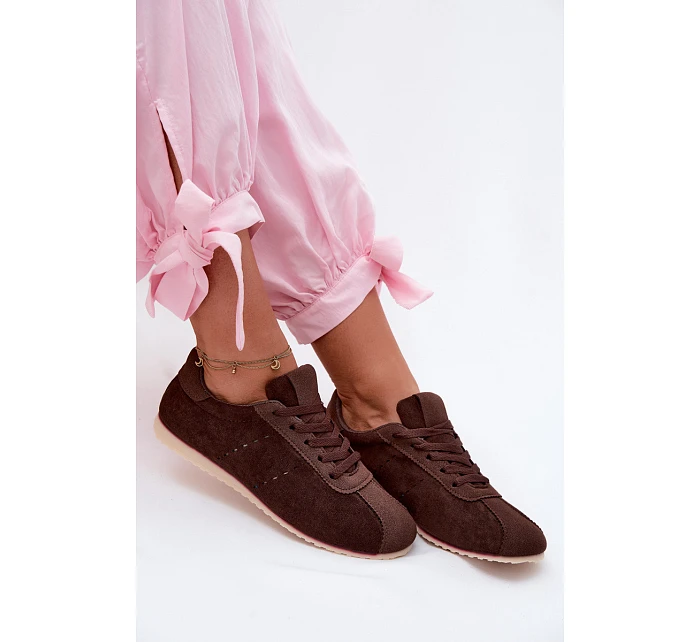 Dámské tenisky z eko semiše nízké čokoládové Melvelin