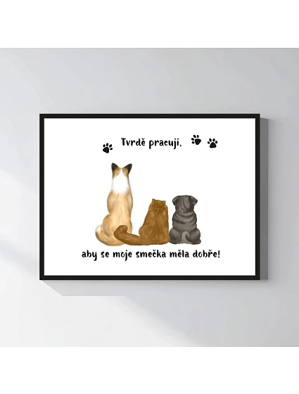 Personalizovaný magický fotoobraz v rámu - 30x40 - ilustrace mazlíčků Personalizovaný magický fotoobraz v rámu - 30x40 - ilustrace mazlíčků