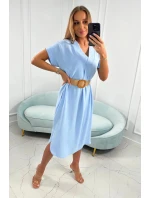 Dámské šaty s ozdobným páskem 24139 sv. modré - Kesi Dámské šaty s ozdobným páskem 24139 sv. modré - Kesi
