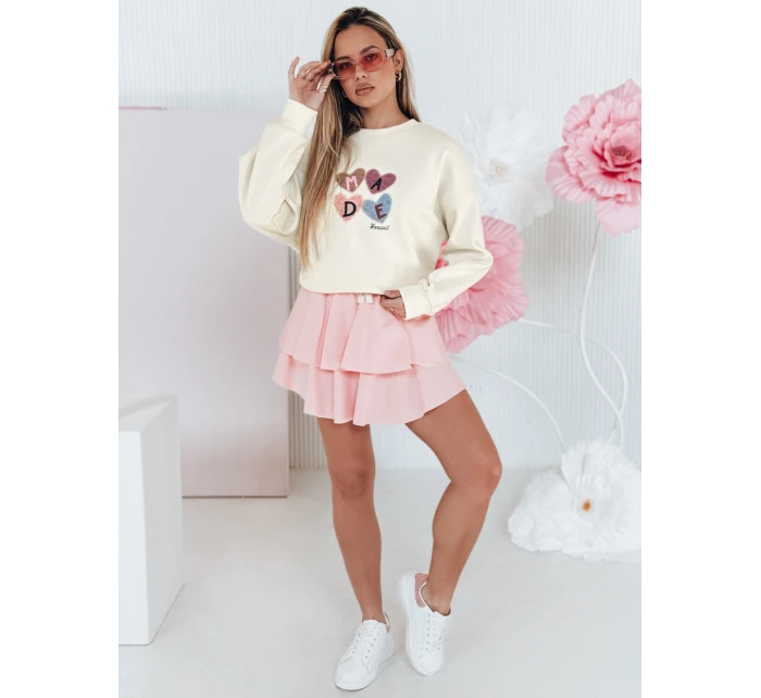 Dámská nadměrná mikina se srdíčky MADELIN béžová FashionStreet BY1461