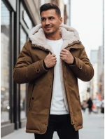Pánská zimní bunda parka s kapucí tmavě béžová FashionStreet TX4964z Pánská zimní bunda parka s kapucí tmavě béžová FashionStreet TX4964z