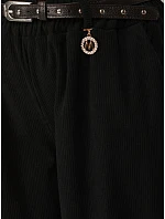 Spodnie damskie bawełniane z paskiem czarne model 22394771 - FashionStreet