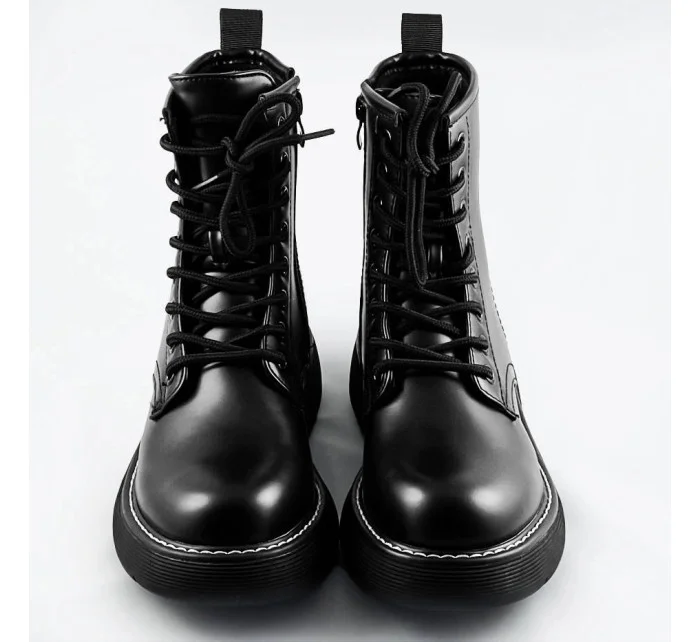 Černé dámské šněrovací boty (A9935)