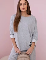 Bavlněná mikina kalhoty set světle šedá