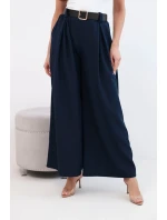 Dámské kalhoty s širokými nohavicemi a páskem model 21893629 - K-Fashion Dámské kalhoty s širokými nohavicemi a páskem model 21893629 - K-Fashion