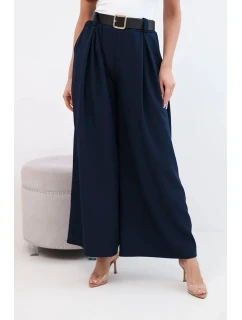 Dámské kalhoty s širokými nohavicemi a páskem model 21893629 - K-Fashion