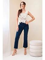 Dámská viskózová halenka bez rukávů s výstřihem do V džínová