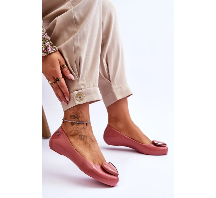 Dámské baleríny se srdcem model 21616923 Růžová - Zaxy