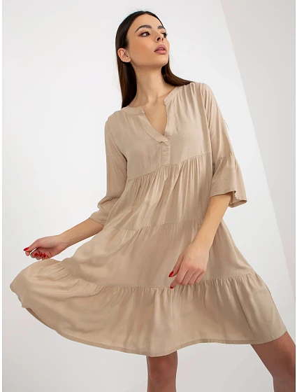 Dámské šaty model 18339182 béžové - FPrice Dámské šaty model 18339182 béžové - FPrice