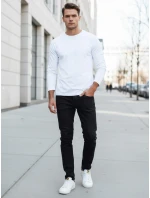 FashionStreet pánské bílé tričko s dlouhým rukávem LX0579 FashionStreet pánské bílé tričko s dlouhým rukávem LX0579