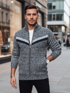 Pánský rozepínací svetr světle šedý Dstreet model 21995393 - FashionStreet