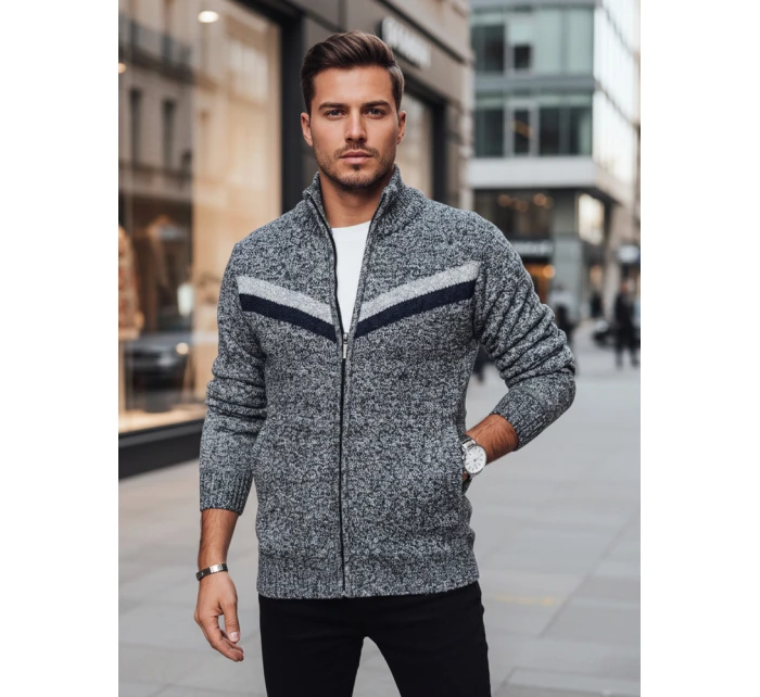 Pánský rozepínací svetr světle šedý Dstreet model 21995393 - FashionStreet