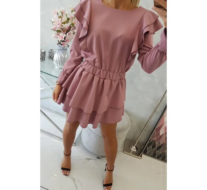 Šaty se svislými volány tmavě růžové