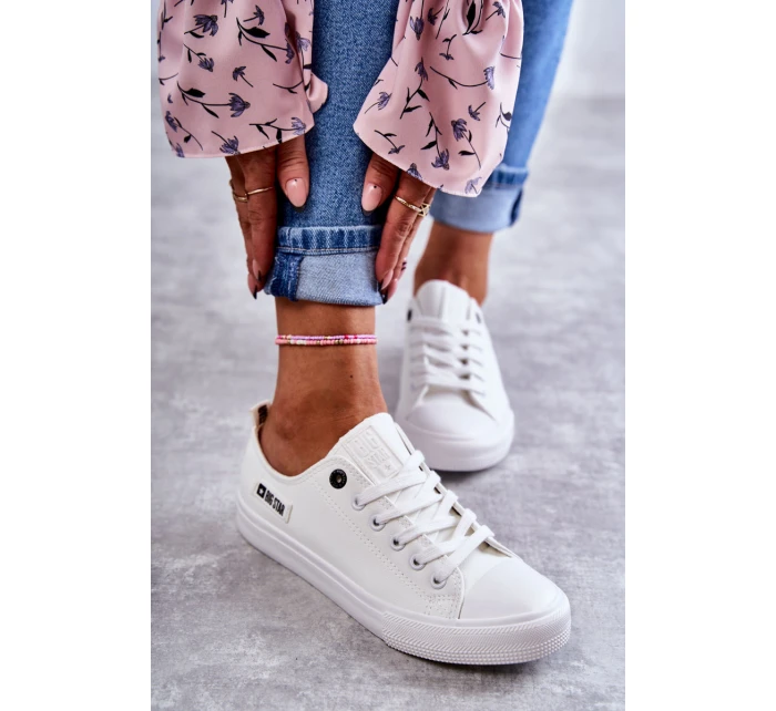Dámské nízké kožené tenisky Big Star model 21594429 Bílé - Big Star Shoes Dámské nízké kožené tenisky Big Star model 21594429 Bílé - Big Star Shoes