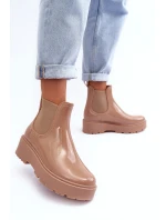 Lakované Botky Kalhoty Na Platformě Big Star MM274396 Bežové