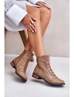Zateplené dámské boty na plochém podpatku zlaté model 21672463 - Boto Zateplené dámské boty na plochém podpatku zlaté model 21672463 - Boto
